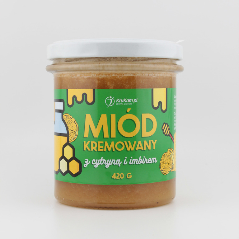 Miód kremowany z cytryną i imbirem 420 g Krukam