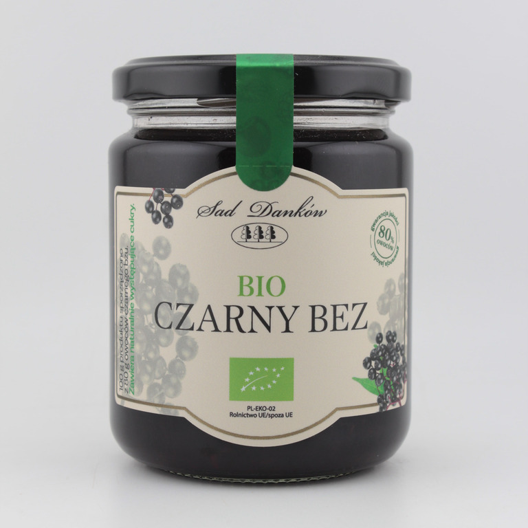 Dżem z czarnego bzu słodzony sokiem jabłkowym 260g SAD DANKÓW BIO (1)