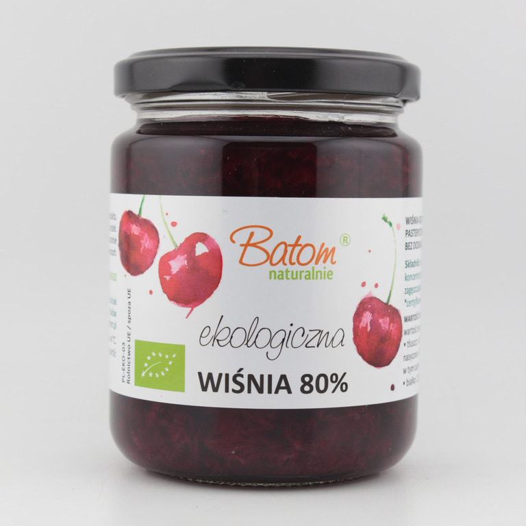 Dżem wiśniowy 80% słodzony sokiem jabłkowym 260g BATOM BIO